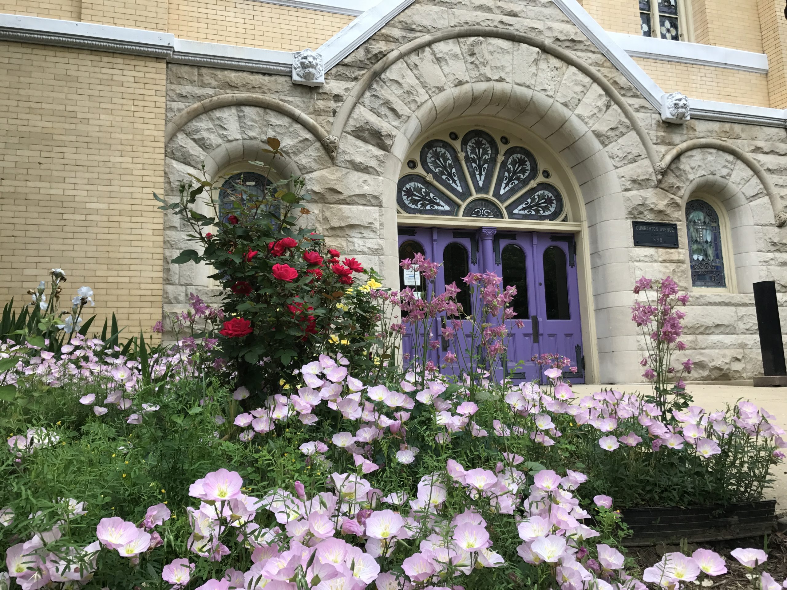 Dumbarton United Methodist Church front door flowers